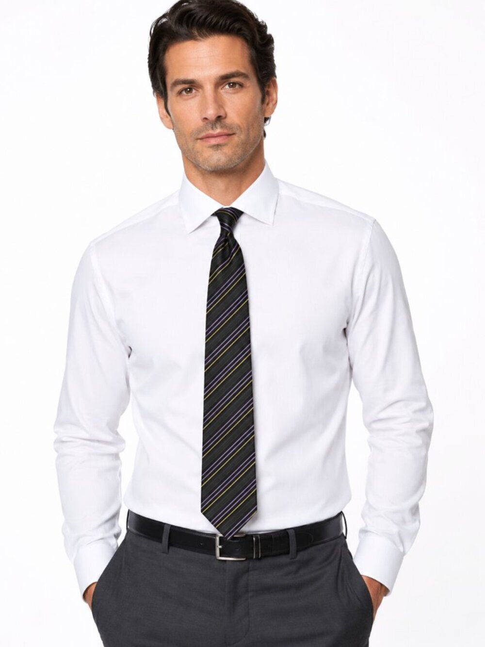Giorgio Brutini Striped Men's Textured Silk Neck Tie